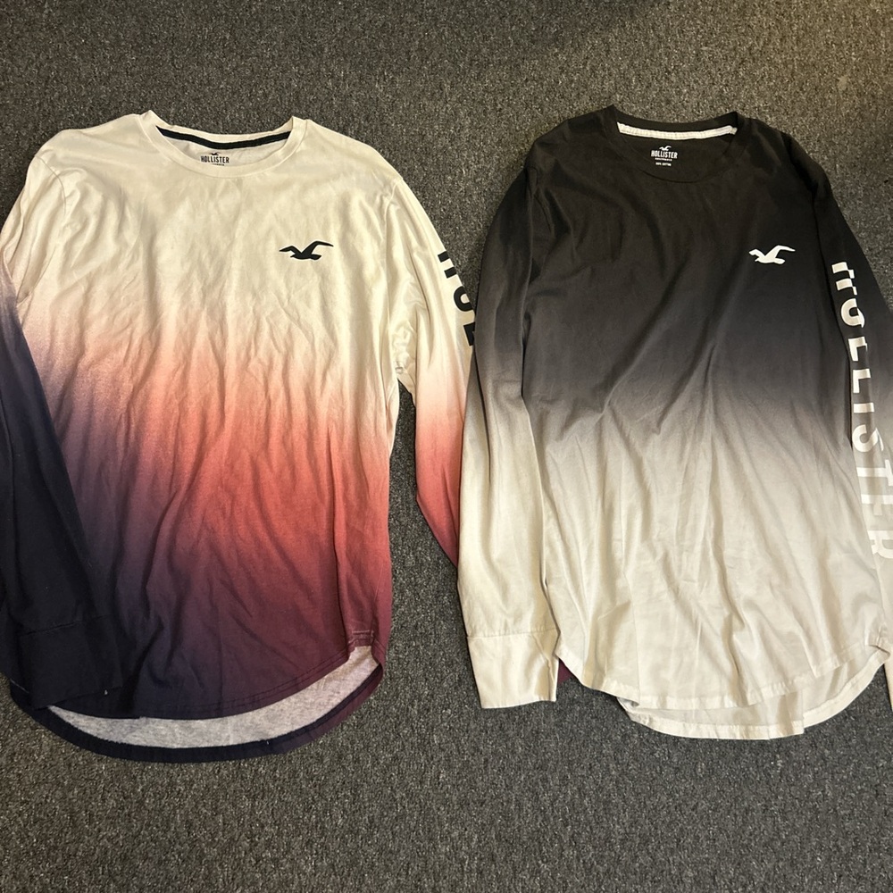 Hollister Red and Black Long Sleeve Tees